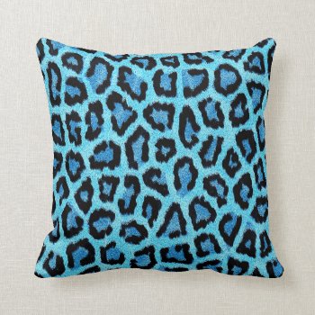 Blue Leopard Print Pillow by Tissling at Zazzle
