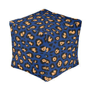 Blue Leopard print Pouf