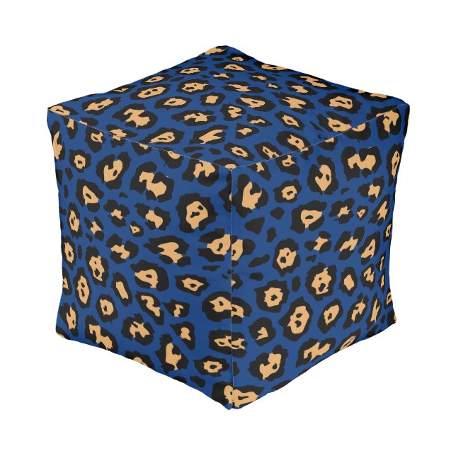 Blue Leopard print Pouf (Angled Front)