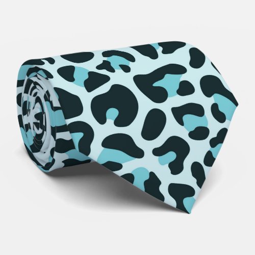 Blue Leopard Print Punk Rock Neck Tie