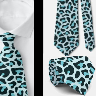 Blue Leopard Print Punk Rock Neck Tie
