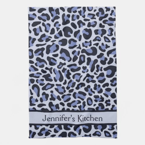 Blue Leopard Print Retro Kitchen Towel