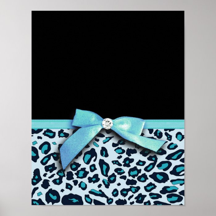 Blue leopard print ribbon bow graphic