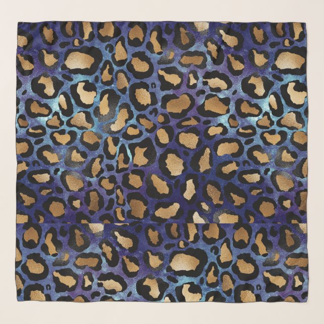 Blue Leopard Print Scarf (Front)