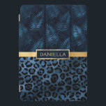 Blue Leopard Print Shimmer Tropical Floral Name iPad Pro Cover<br><div class="desc">Blue Leopard Print Shimmer Tropical Floral Name iPad Cover features an elegant blue and black shimmer leopard print pattern and tropical floral pattern with your personalized name in the center on a gold band. Personalize by editing the text in the text boxes. Designed for you by ©Evco Studio www.zazzle.com/store/evcostudio</div>