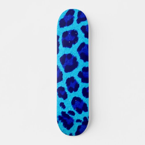 Blue Leopard Print Skateboard Deck