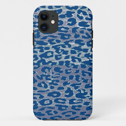 Blue Leopard Print Skin iPhone 11 Case