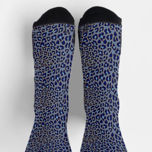 Blue leopard print  socks