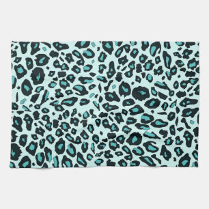 Blue leopard print towel