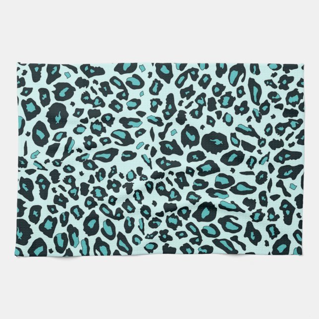 Blue leopard print towel (Horizontal)