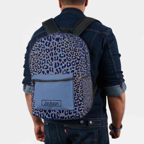 Blue Leopard  Printed Backpack