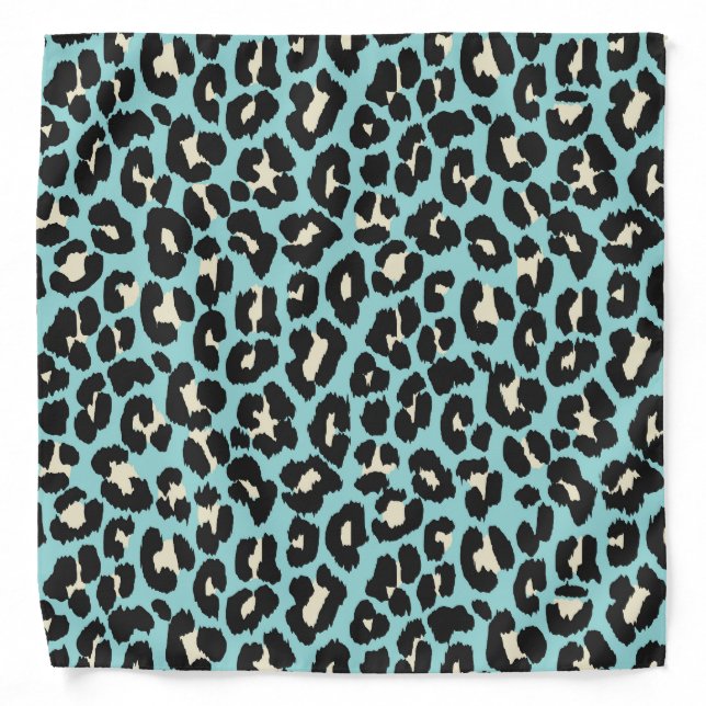 Blue Leopard Rosettes Pattern Bandana (Front)