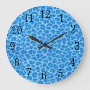 Blue Leopard Skin Round Clock