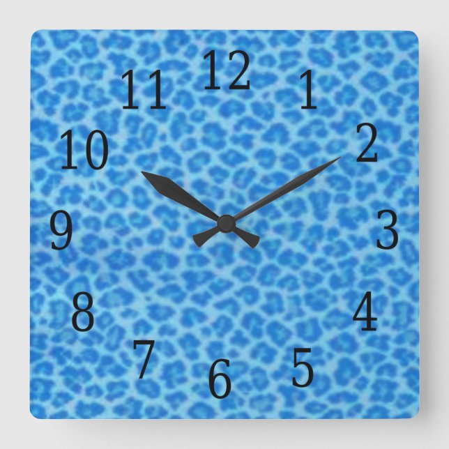 Blue Leopard Skin Square Clock (Front)