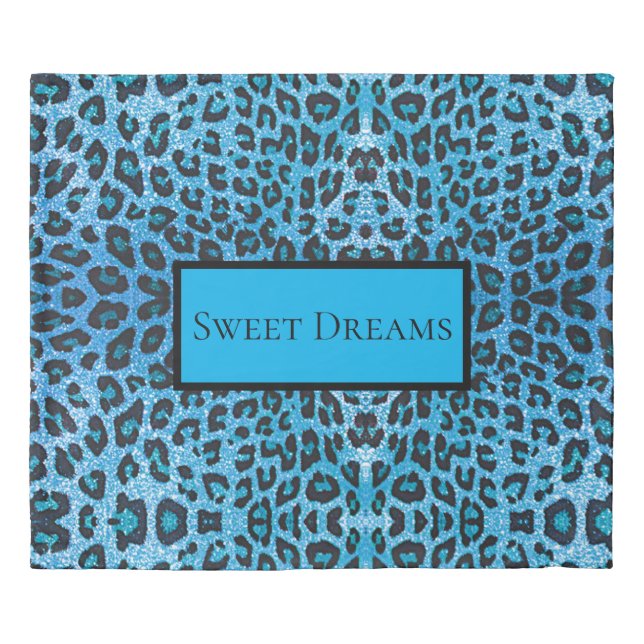 Blue Leopard Sweet Dreams Duvet Cover (Front)