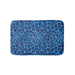 blue leopard texture pattern bathroom mat