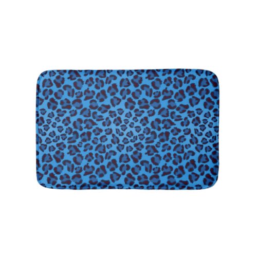 blue leopard texture pattern bathroom mat