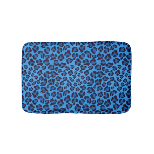 blue leopard texture pattern bathroom mat (Front)