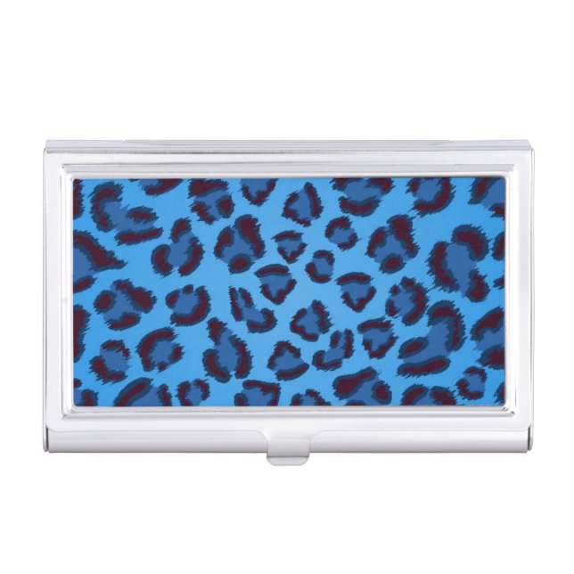 blue leopard texture pattern case for business cards (Front)