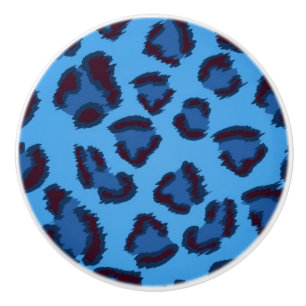 blue leopard texture pattern ceramic knob