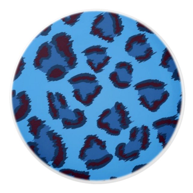 blue leopard texture pattern ceramic knob (Front)