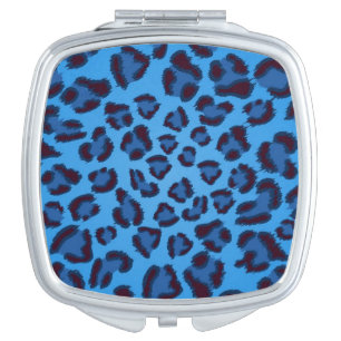 blue leopard texture pattern compact mirror