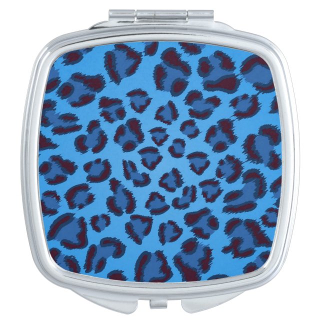 blue leopard texture pattern compact mirror (Front)