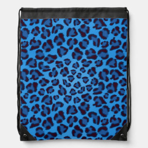 blue leopard texture pattern drawstring bag