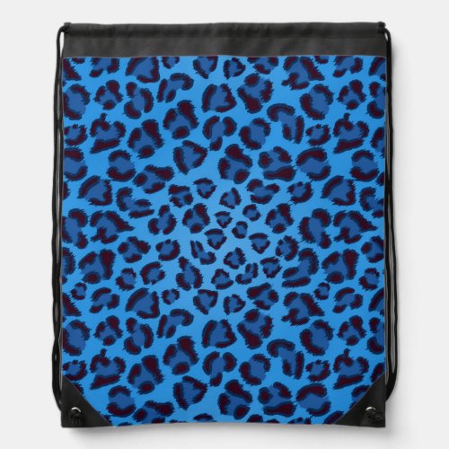 blue leopard texture pattern drawstring bag