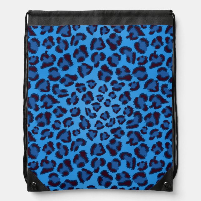 blue leopard texture pattern drawstring bag (Front)