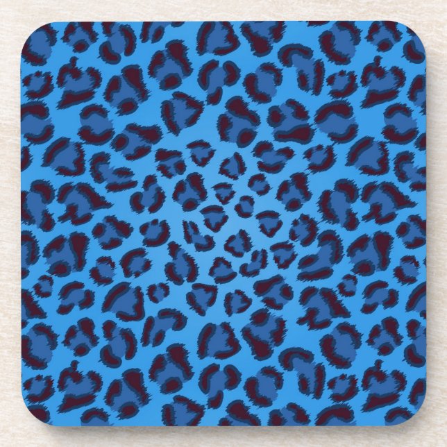 blue leopard texture pattern drink coaster (Front)