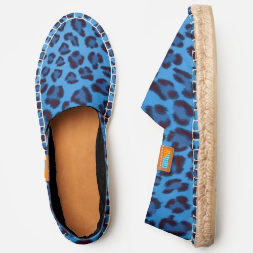 blue leopard texture pattern espadrilles