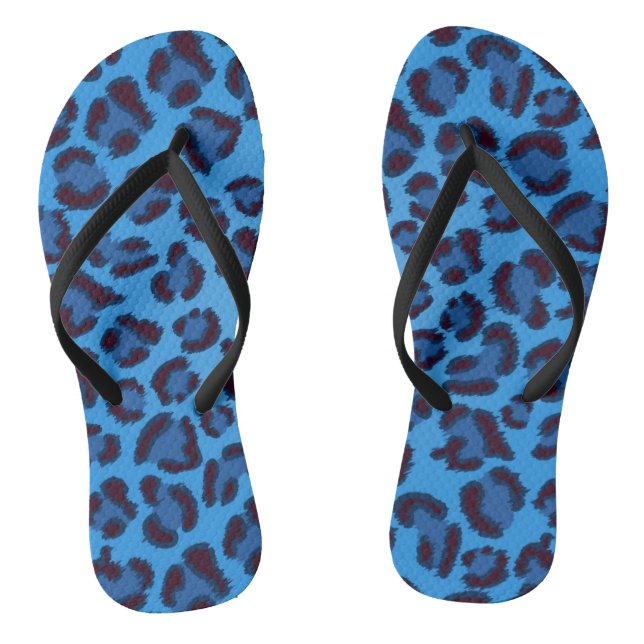 blue leopard texture pattern flip flops (Footbed)