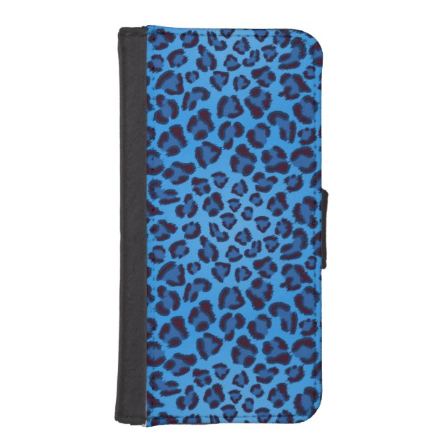 blue leopard texture pattern iPhone wallet case (Front)