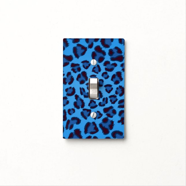 blue leopard texture pattern light switch cover (In Situ)