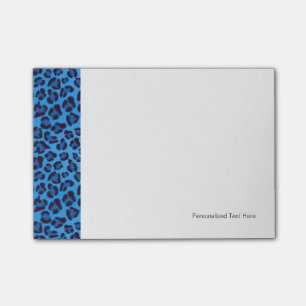 blue leopard texture pattern post-it notes