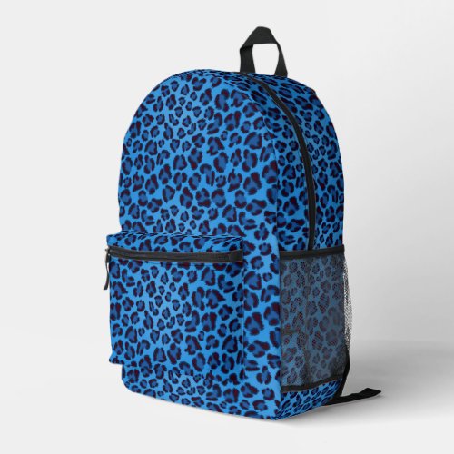 blue leopard texture pattern printed backpack