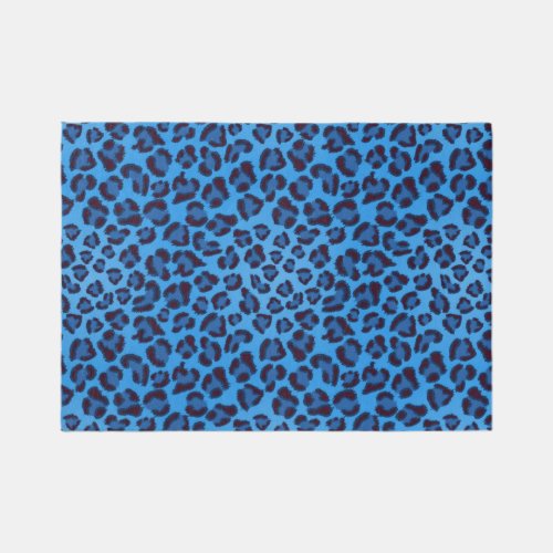 blue leopard texture pattern rug