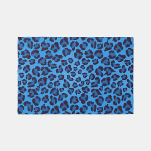 blue leopard texture pattern rug