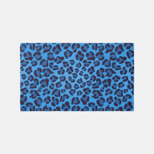 blue leopard texture pattern rug