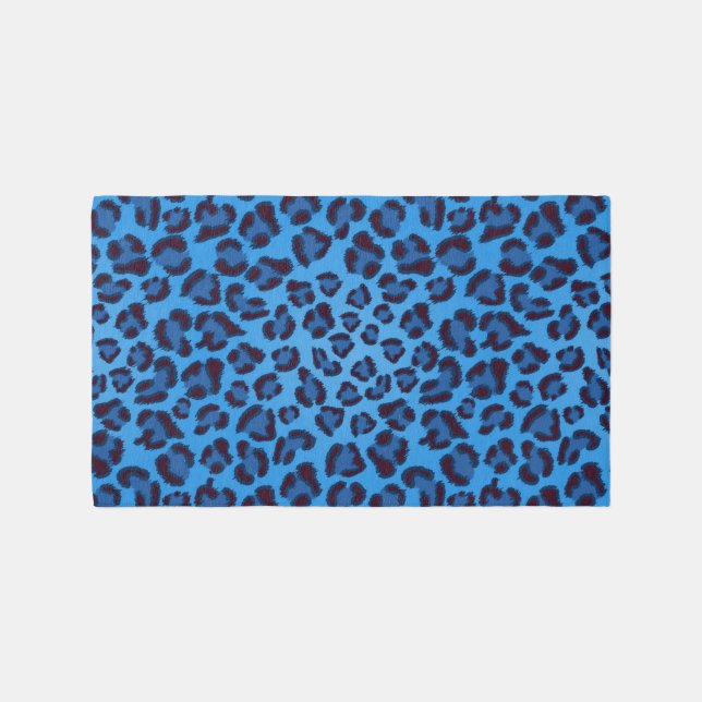 blue leopard texture pattern rug (Front)