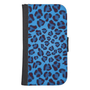 blue leopard texture pattern wallet phone case for samsung galaxy s4