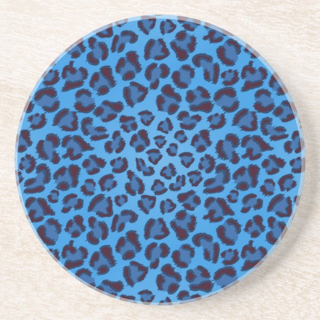 blue leopard texture pattern sandstone coaster (Front)
