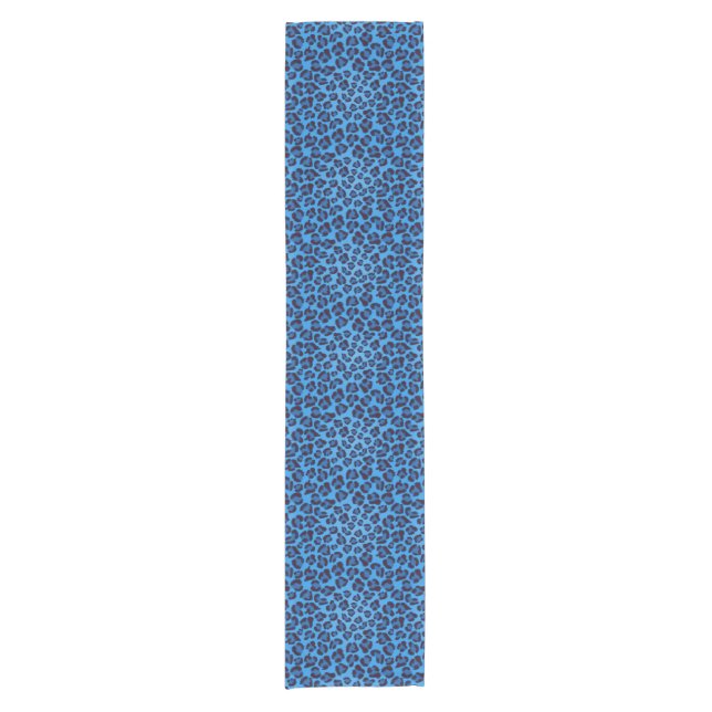 blue leopard texture pattern short table runner (Front)