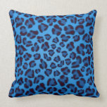 blue leopard texture pattern throw pillow