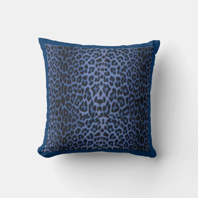 Blue Leopard Throw Pillow (Front)