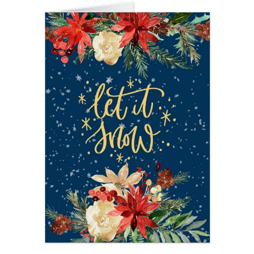 Blue Let It Snow Christmas Holiday Card