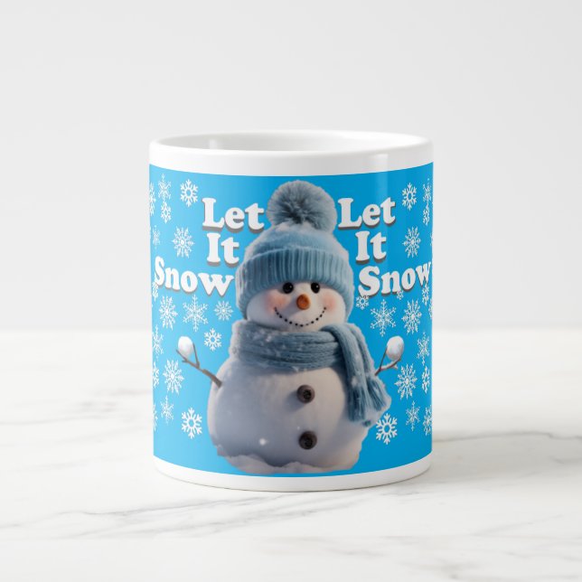 Blue Let It Snow Fun Snowman Specialty Mug (Front)