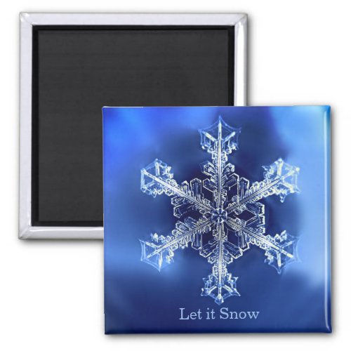 Blue Let it Snowflake 2 Inch Square Magnet