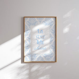 Blue Let Your Light Shine Bible Verse Poster